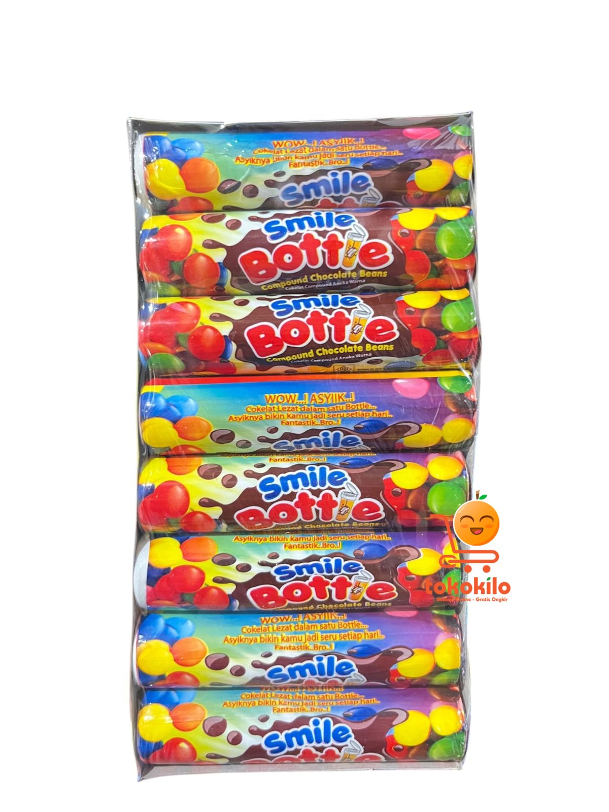 Permen Smile Bottle Coklat Aneka Warna 288g (24pcs @12g)