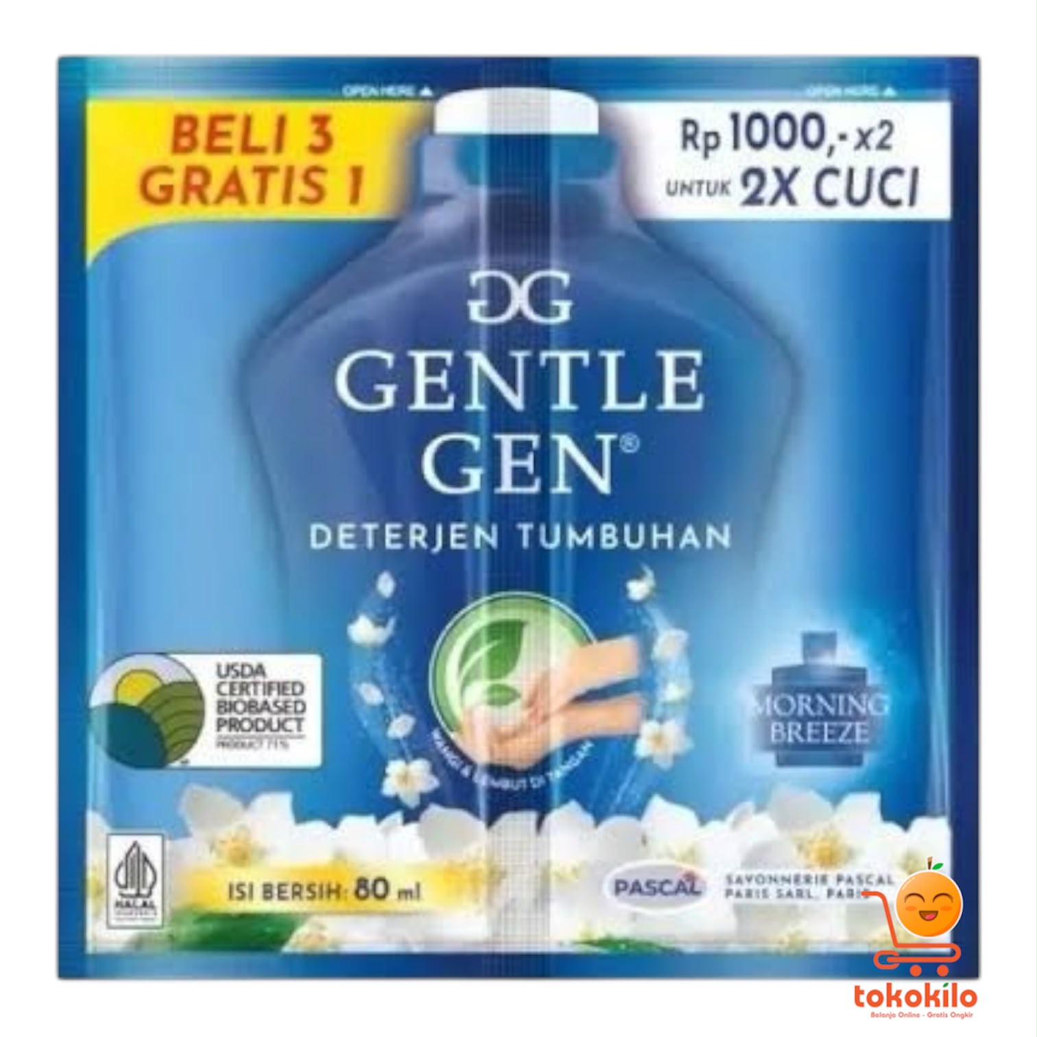 GentleGen Deterjen Cair Tumbuhan 80ml (1Pack X 3GRATIS1)