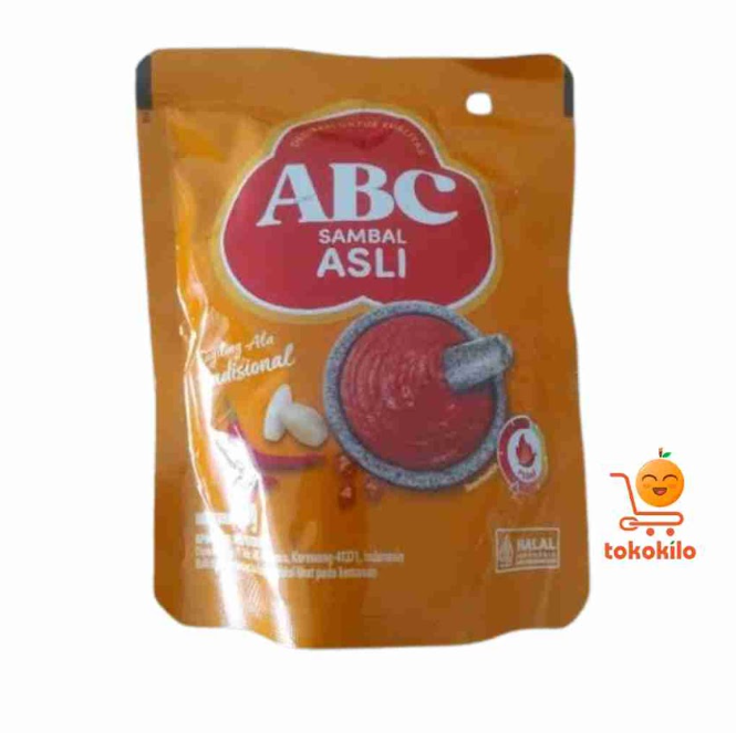kemasan pouch ABC Sambal Asli ukuran 65 gram. 