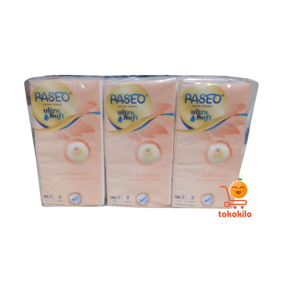 Tissue Muka TisuWajah Paseo Ultra Soft 3ply 8s (1pack 6pcs)