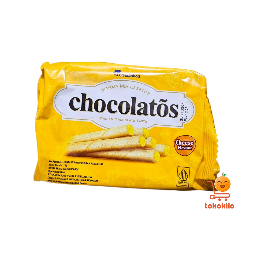Chocolatos Wafer Roll Rasa Keju 24gr (isi 1 pack 10 bks)