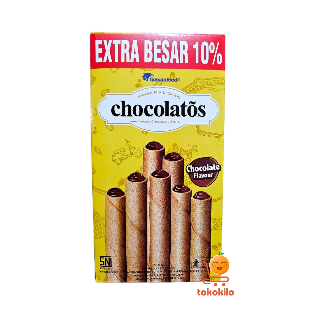 Chocolatos Wafer Roll  Cokelat  Ekstra Besar 10% 204gr