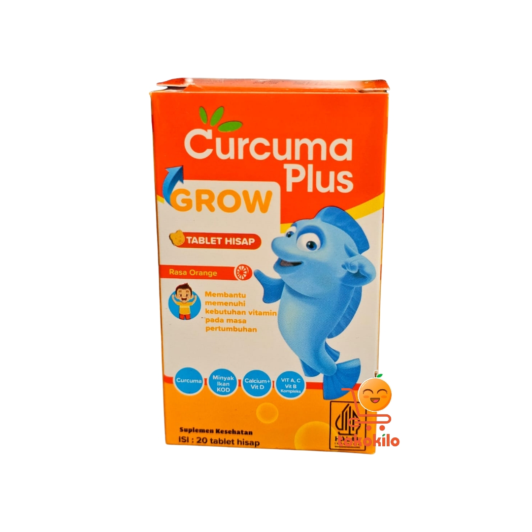 Curcuma Plus Grow Tablet Hisap Rasa Jeruk isi 20 Tablet