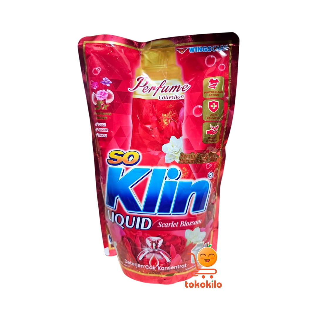 SoKlin Liquid Deterjen Cair Konsentrat varian Perfume Scarlet Blossom 700ml, 1,6l