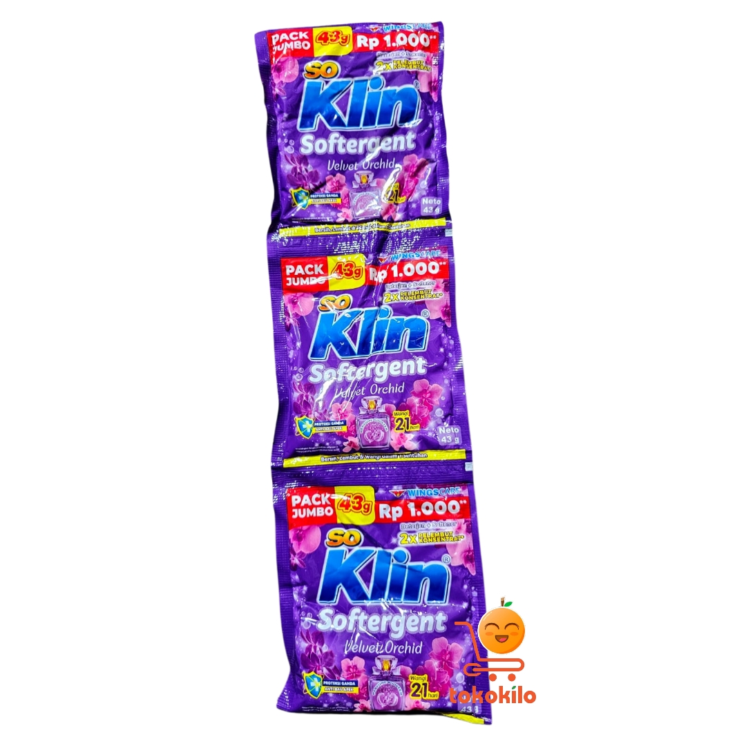SoKlin Softergent Velvet Orchid Detergen Bubuk 43gr (1Renteng X 6bks) 