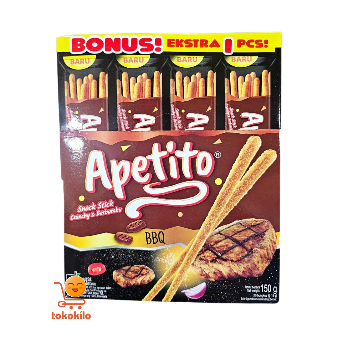 Apetito Stick Biscuit Rasa BBQ (1 Box X 10 FREE 1pcs) 150gr 