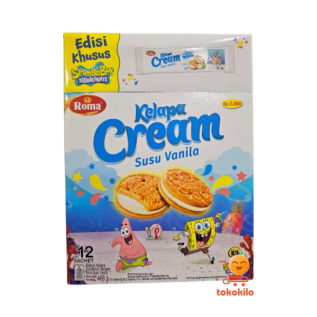 Biskuit Roma Kelapa Cream Susu Vanila (1 Box X 12 Pcs) 39gr