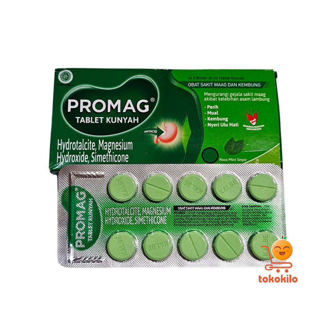 Promag Tablet Kunyah 3 Strip (1 Ppn X 10 Tablet)