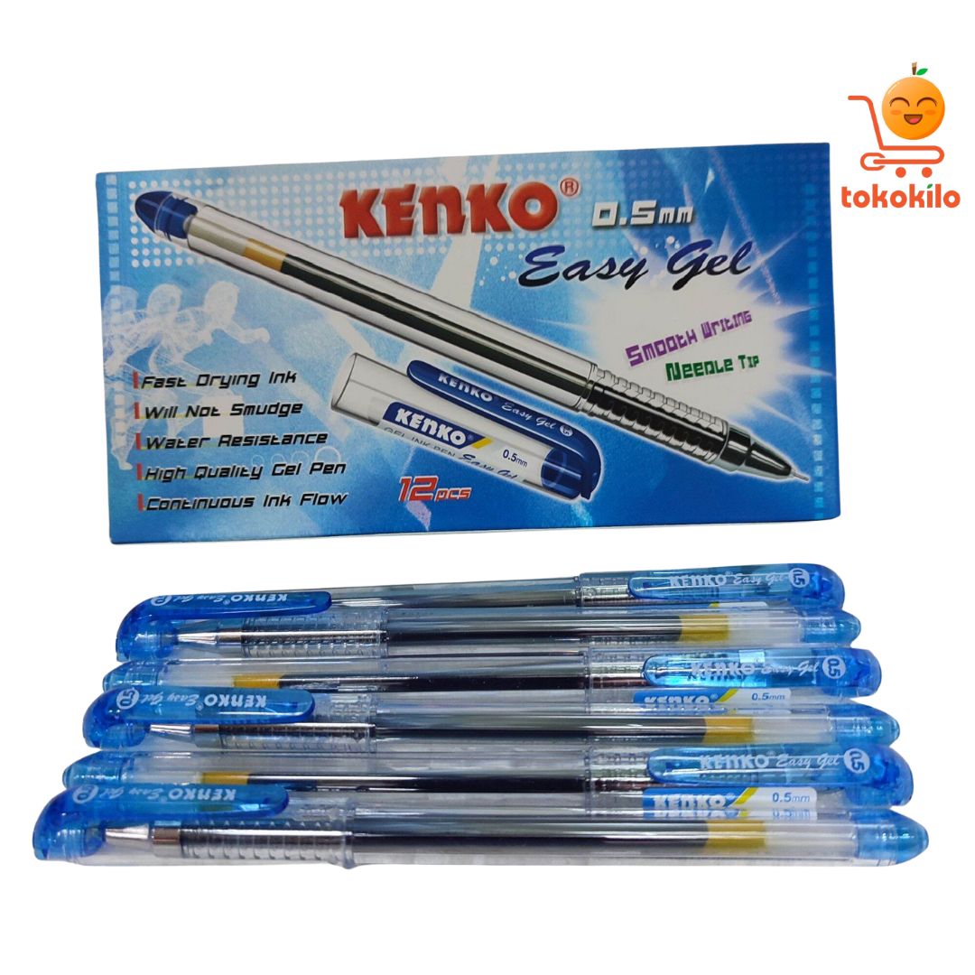 Pulpen Kenko Easy Gell Biru (1 Box X 12pcs)