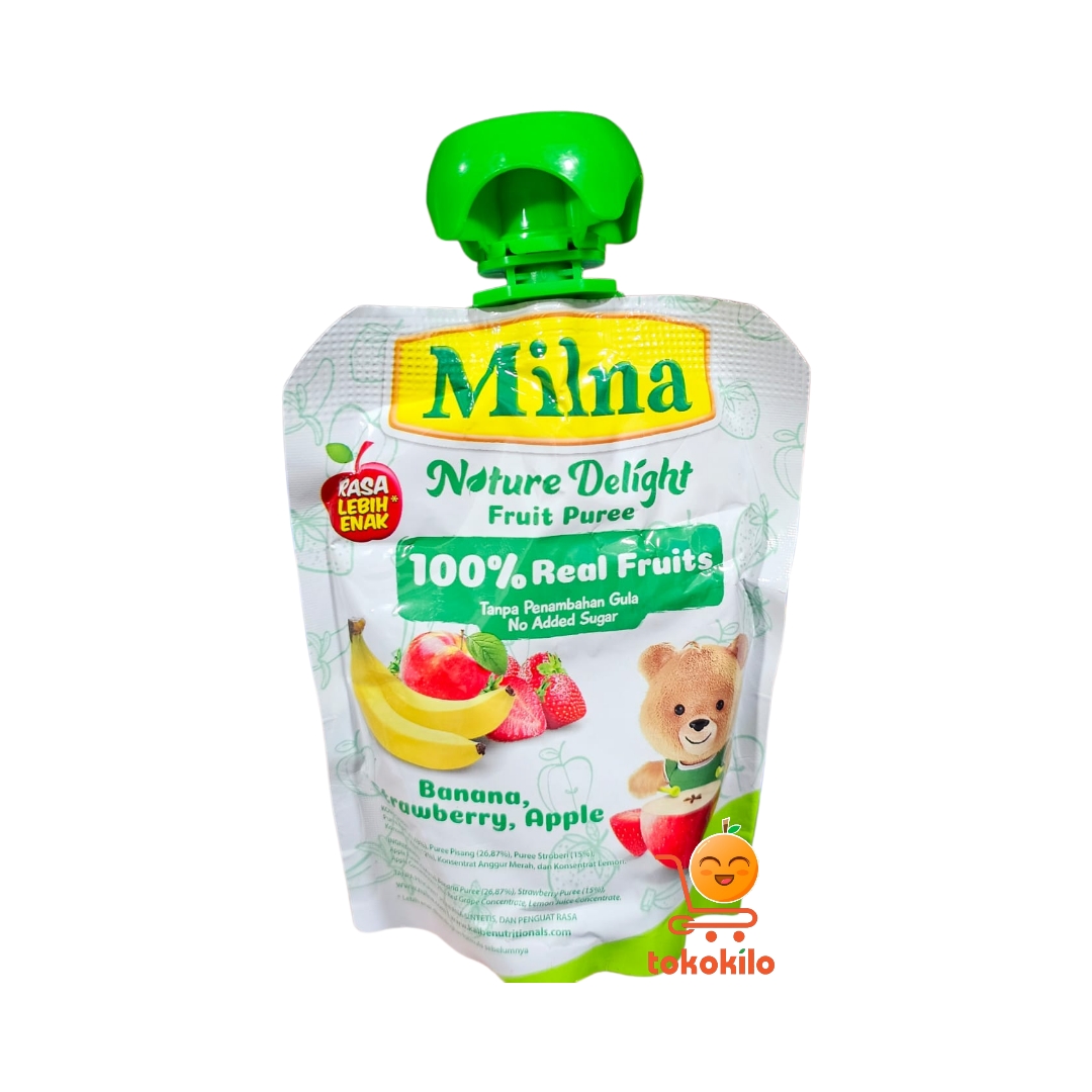 Milna Nature Delight Fruit Puree rasa Pisang, Stroberi, dan Apel 80gr