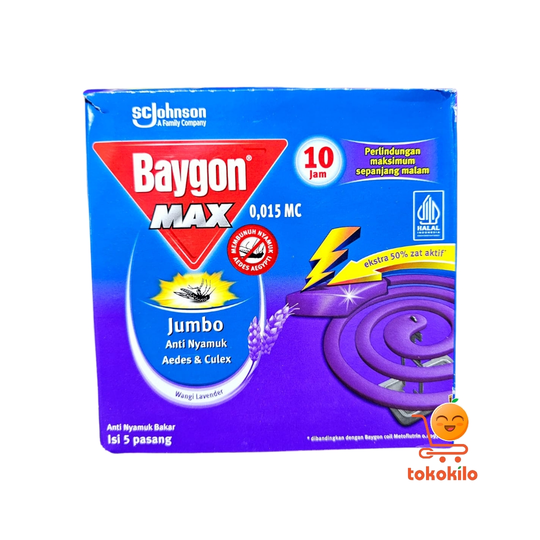 Baygon Max Jumbo Anti Nyamuk Bakar aroma Lavender 5 pasang