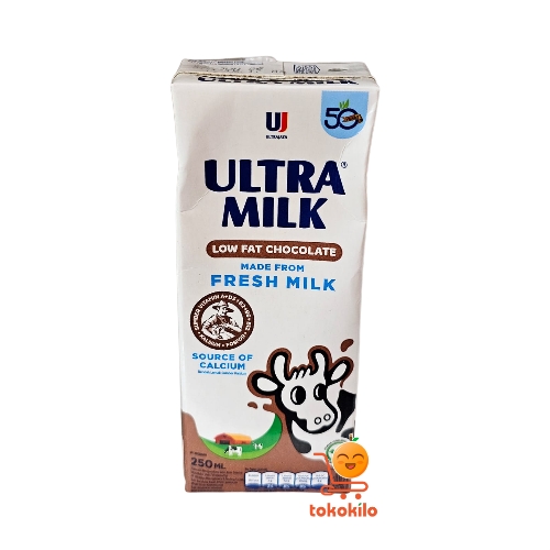 Susu UltraMilk LowFat rasa Cokelat 250ml, 1000ml