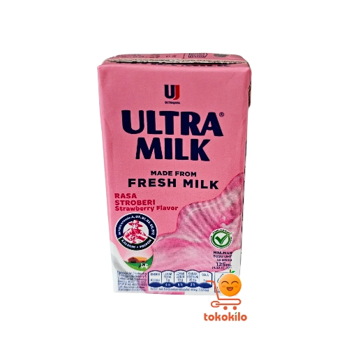 Susu UHT UltraMilk rasa Stroberi 125ml, 200ml, 250ml