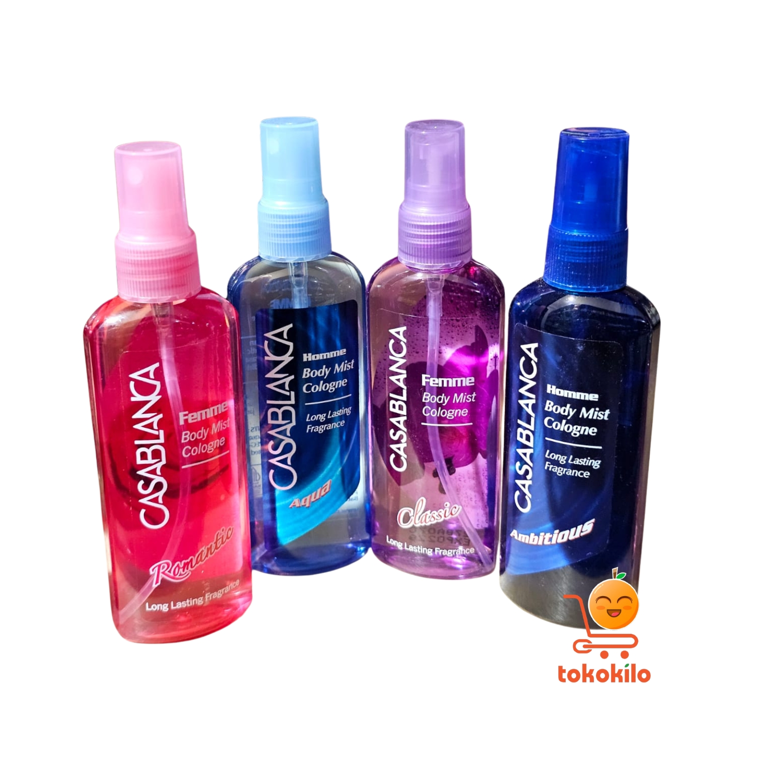 Casablanca Body Mist Cologne Aqua Blue, Ambitius Biru Tua, Romantic Pink, Classic Ungu100ml