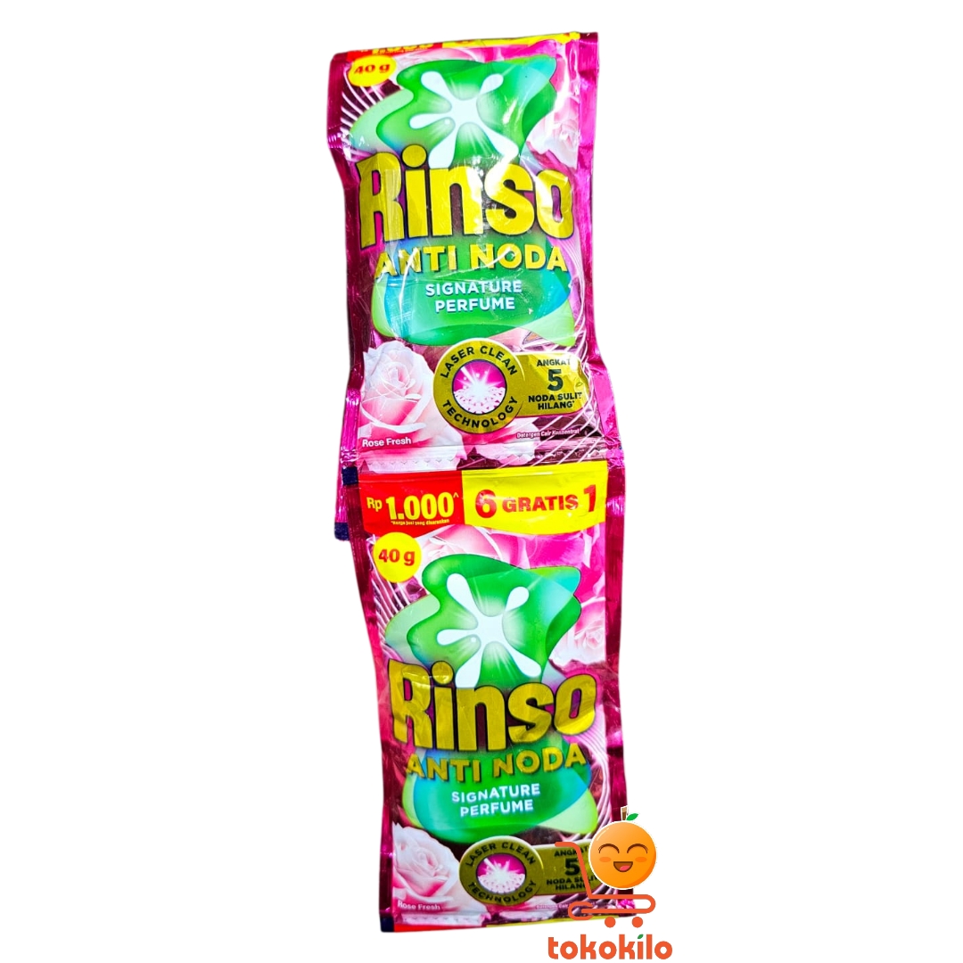 Rinso Anti Noda Signature Perfume Rose Fresh 40ml (1 Pack X 6 Bks Free 1)