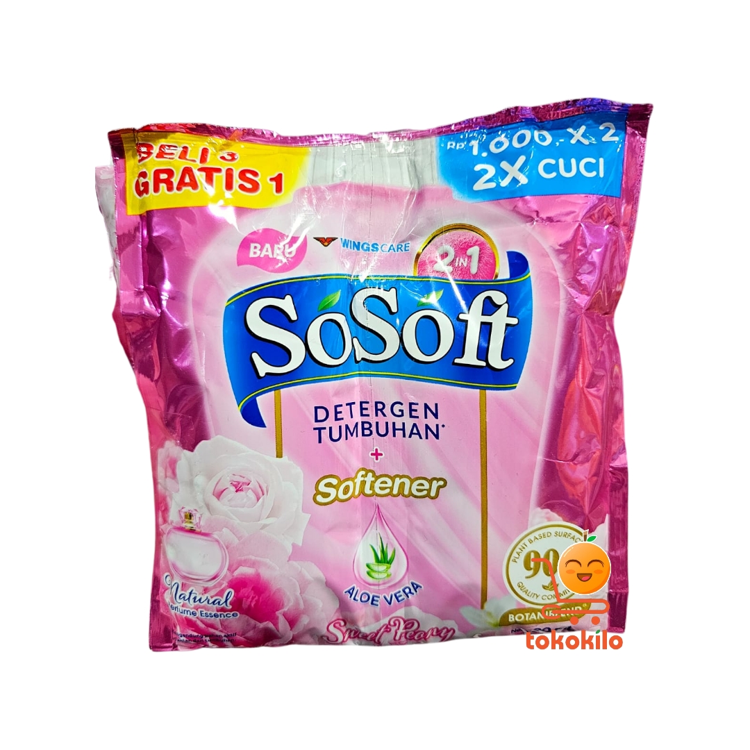 SoSoft Deterjen Tumbuhan Aloe Vera 80ml (1 Pack X 6 Free 1)