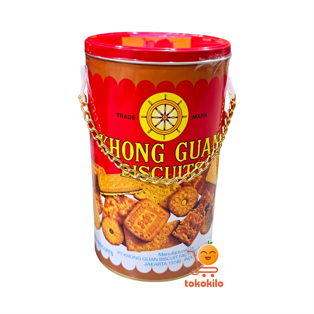 Khong Guan Biskuit Merah Bulat Kaleng 1000gr