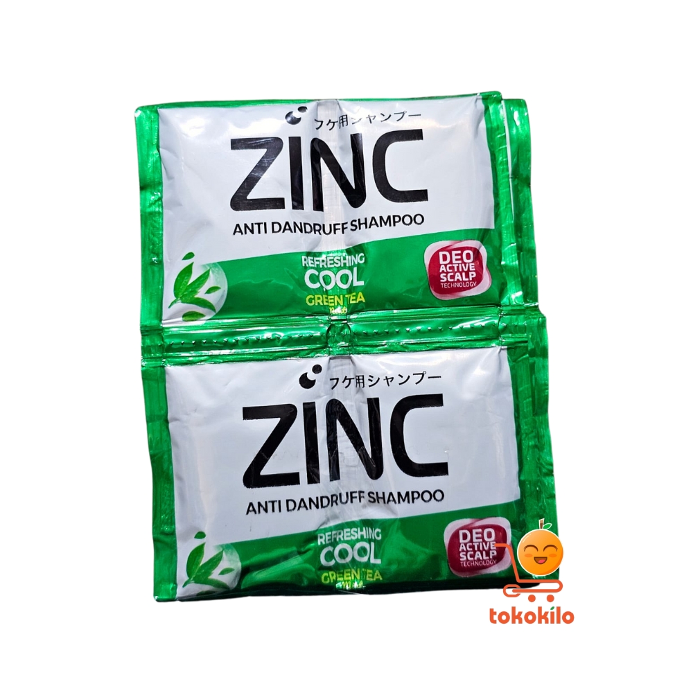 Zinc Anti Dandruff Shampoo Refreshing Cool Green Tea 10ml (1 Pack X 12sachet)