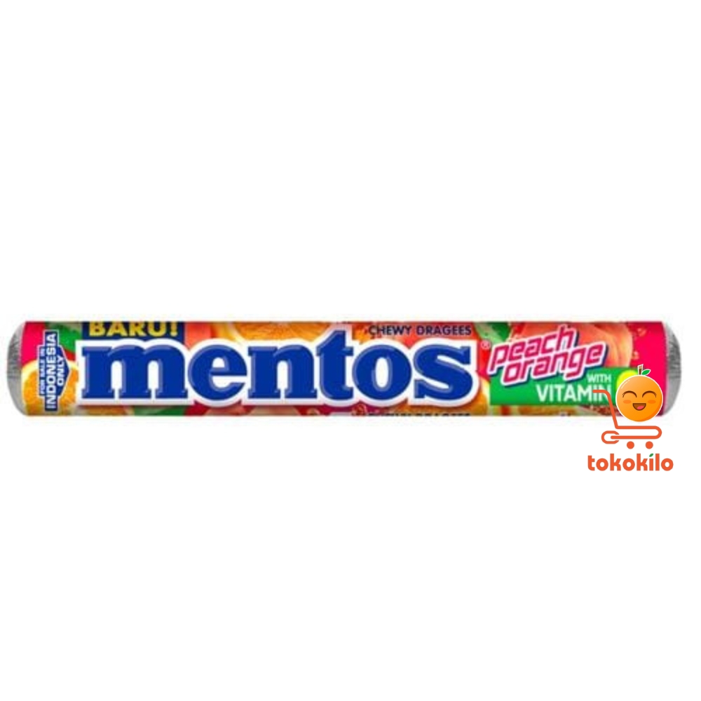 Mentos Chewy Dragees Rasa Peach Orange 29gr (1 Pack X 14 Roll)
