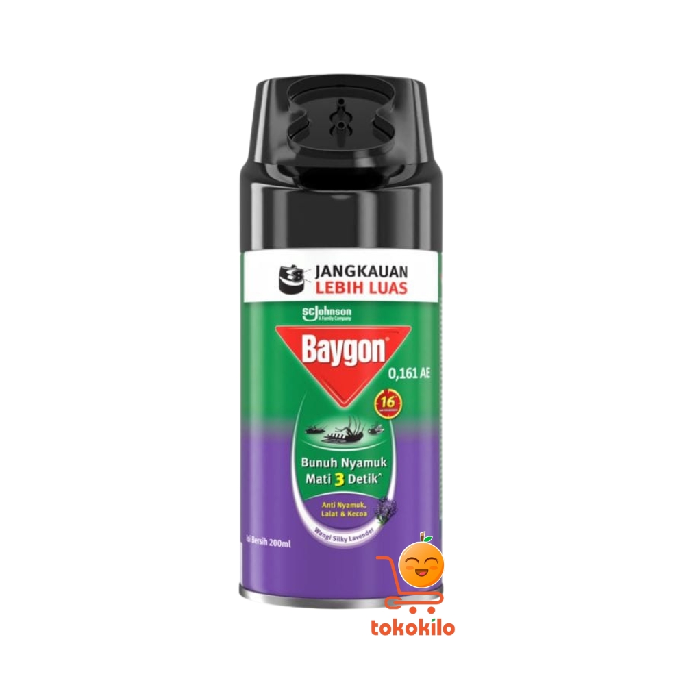 Baygon Anti Nyamuk Aerosol Silky Lavender 200ml, 400ml, 600ml