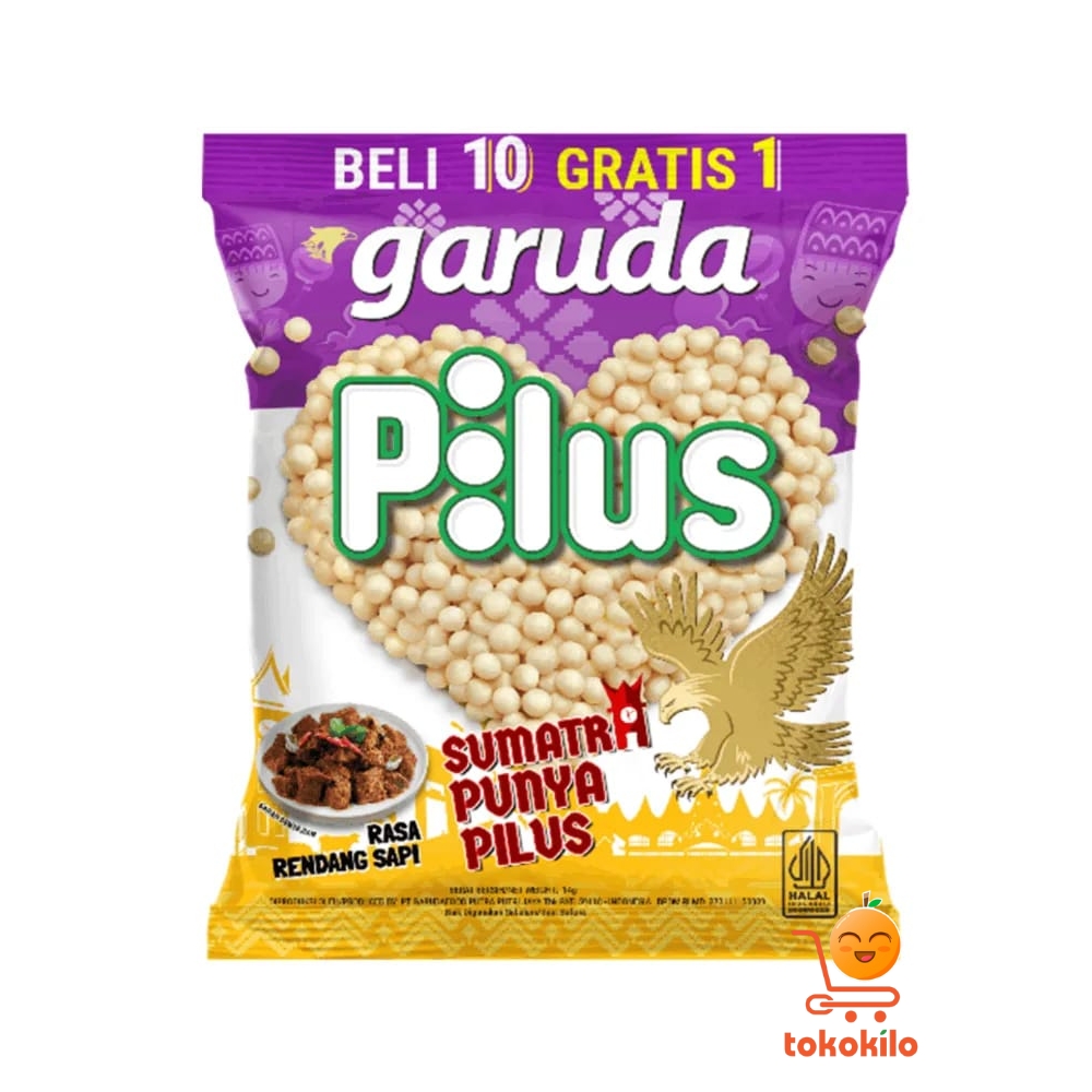 Garuda Pilus Rasa Rendang Sapi 14gr (1 Pack X 20pcs GRATIS 2), 80gr