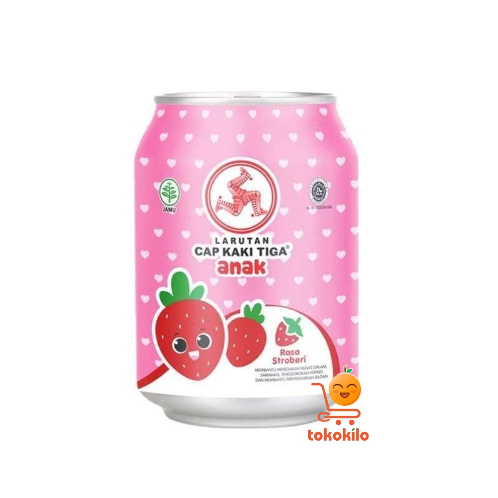 Larutan Cap Kaki Tiga Anak Rasa Stroberi 250ml