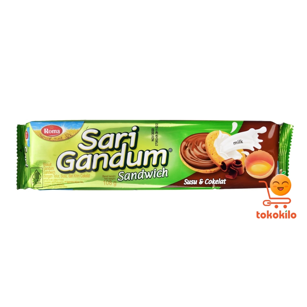 Roma Sari Gandum Sandwich Susu & Cokelat 108gr