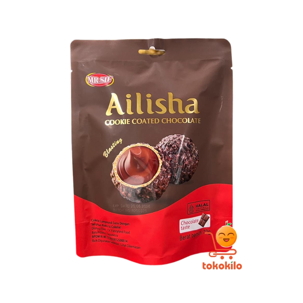 Mr. Sif Ailisha Cookie Coated Chocolate 70gr, 200gr