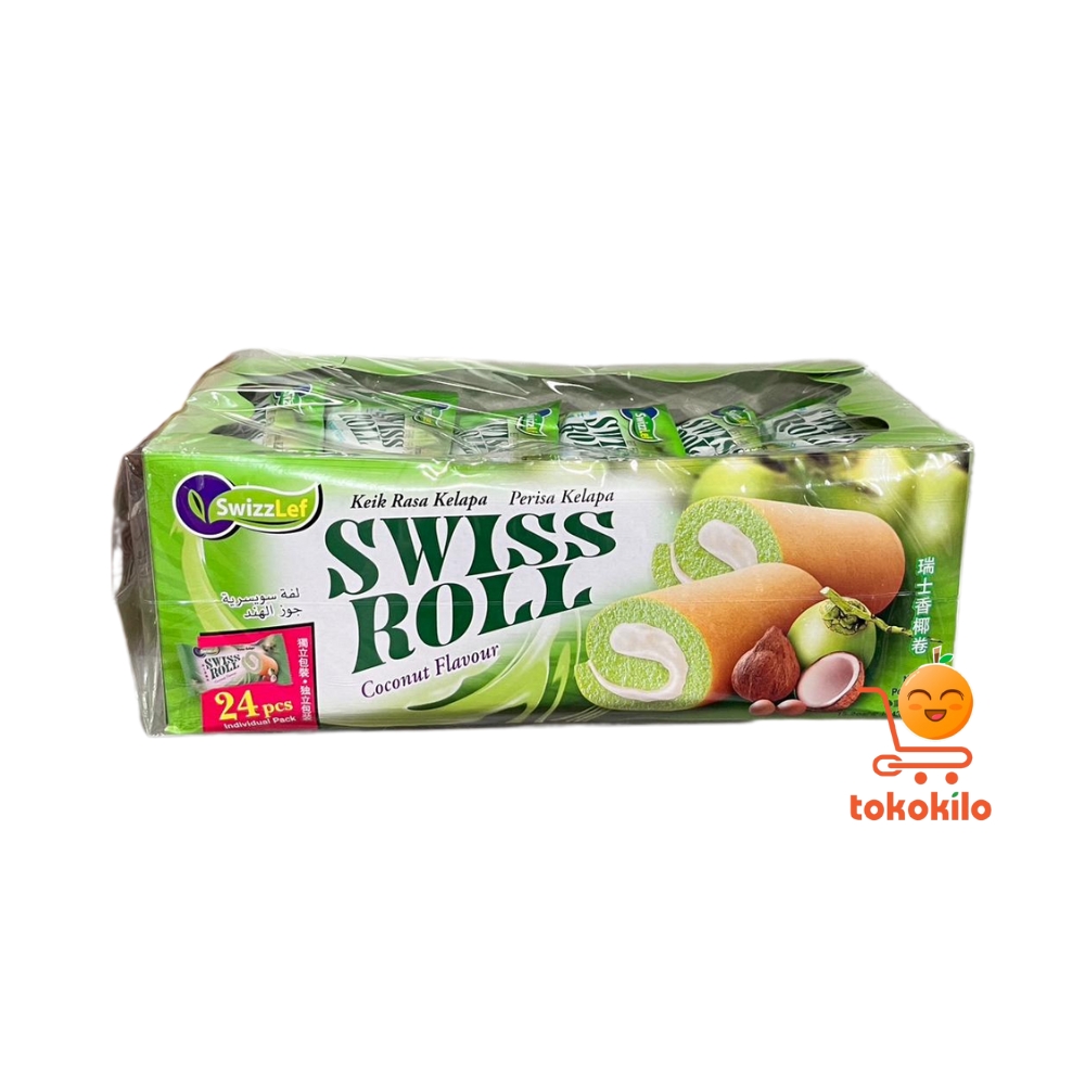 Swizzlef Swiss Roll rasa Kelapa 432gr (1 Box X 24pcs)
