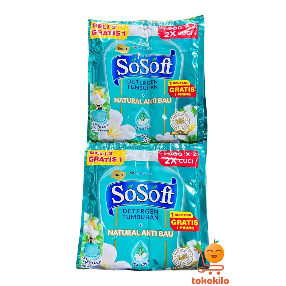 SoSoft Deterjen Cair Konsentrat Tumbuhan Floral Lily 80ml (1 Pack X 6 FREE 1)